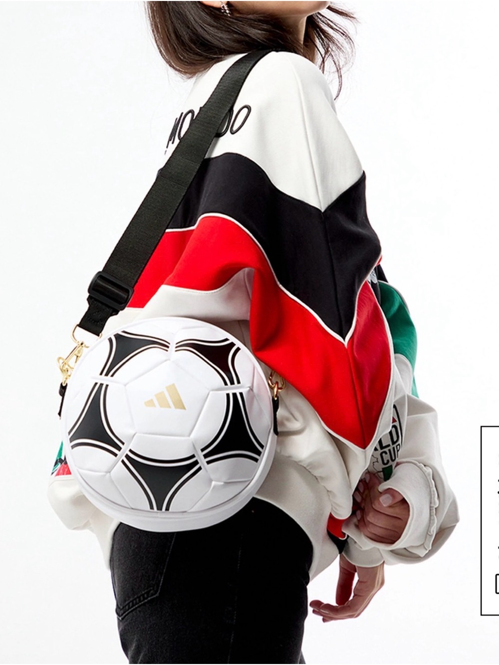 Adidas World Cup Soccer Ball Crossbody Bag White Black Gold NWT